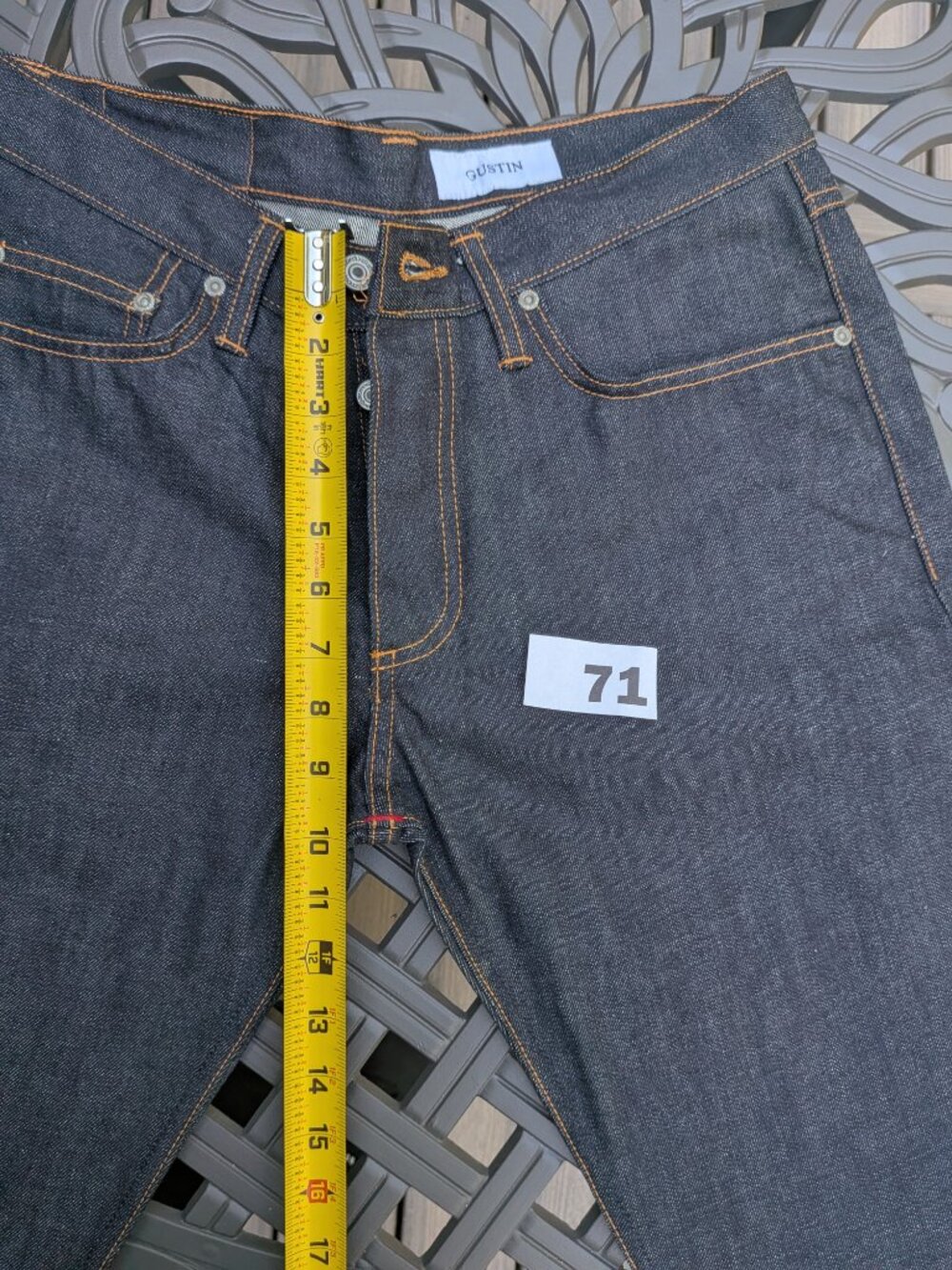Gustin Selvedge Denim Jeans Men's Size 34 Slim, Inseam 34.25 Inches. - Picture 9 of 13